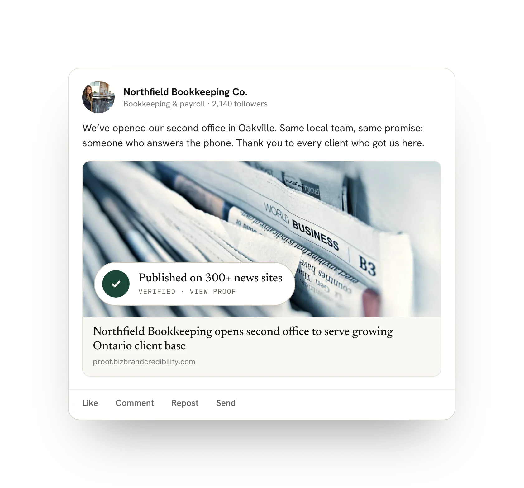 A social media post announcing the news with the badge