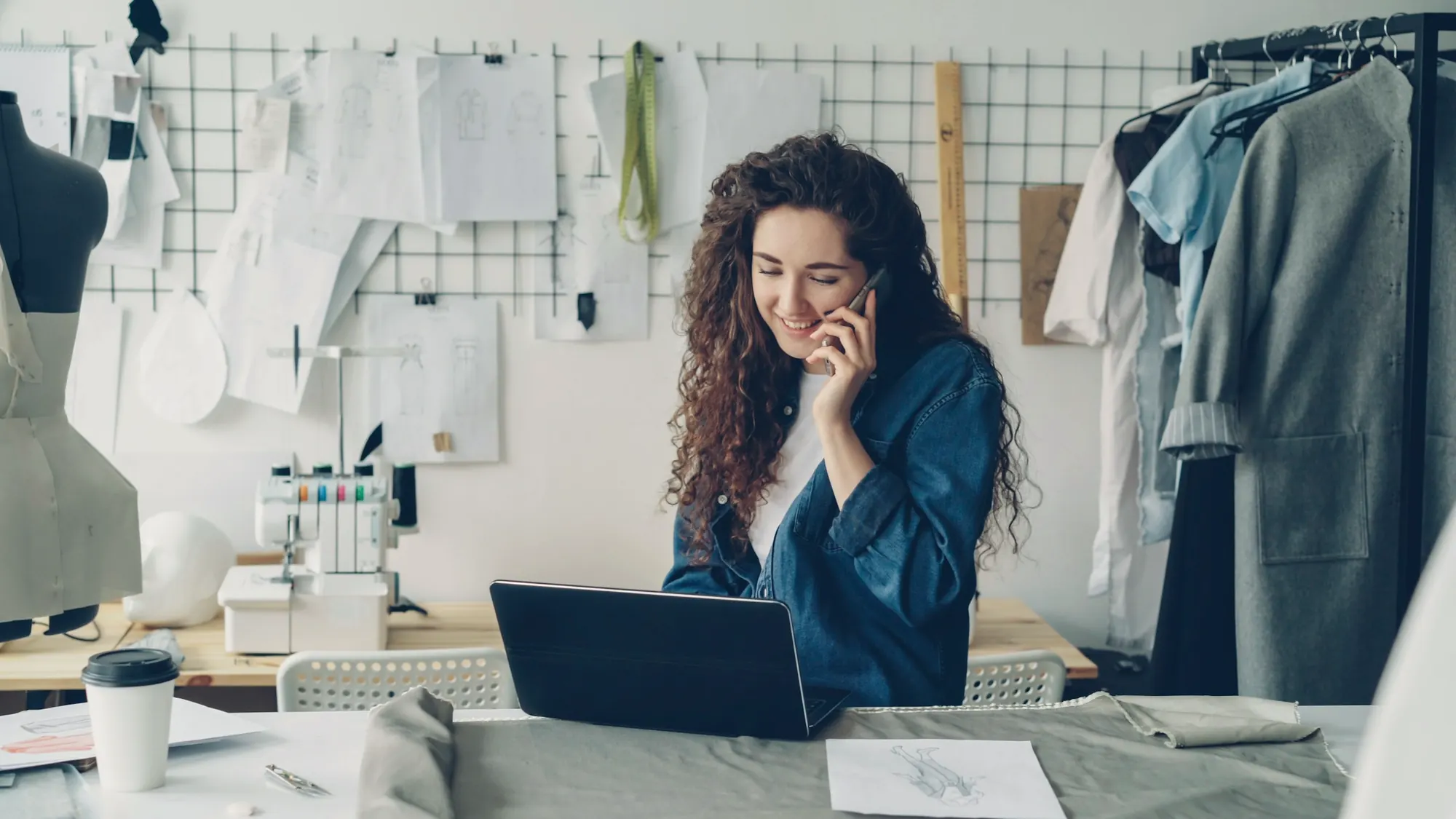 Fashion designer working in her studio