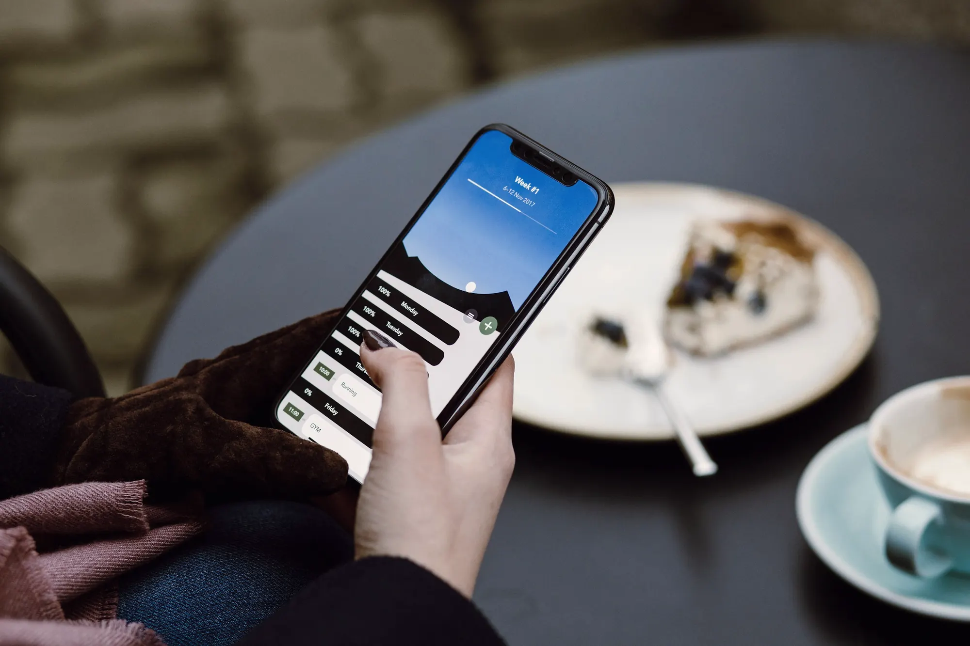 Someone checking a business on their phone
